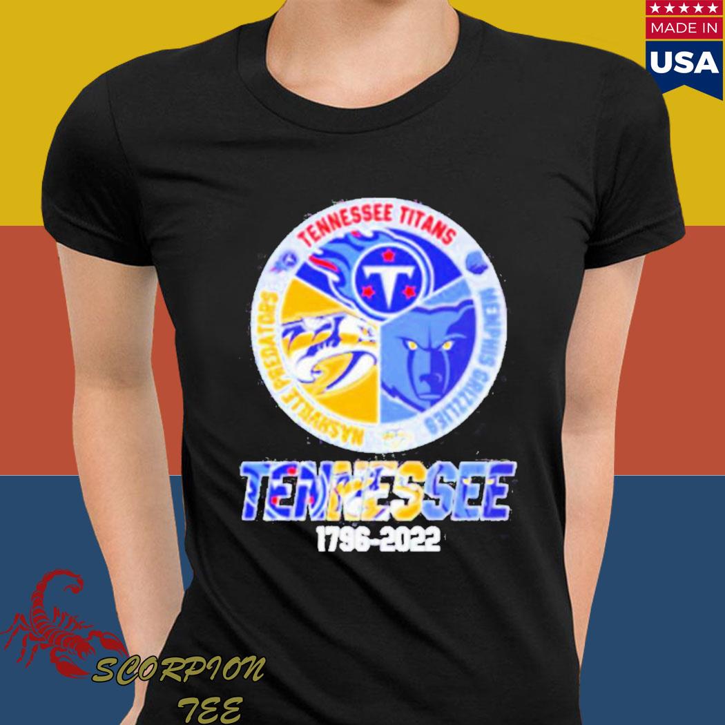 Tennessee 1796-2022 Tennessee Titans Nashville Predators and Memphis  Grizzlies shirt, hoodie, sweater, long sleeve and tank top