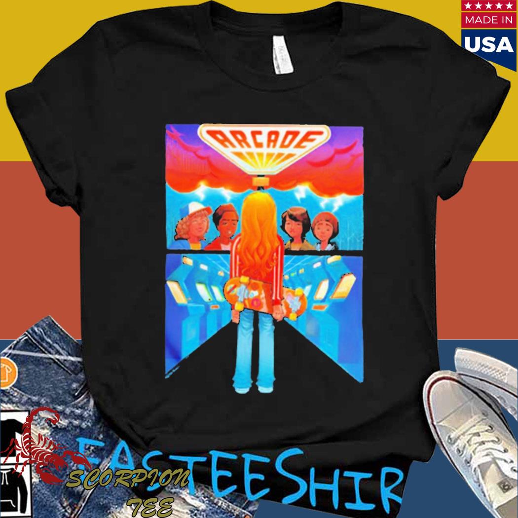 Official Stranger things fan art arcade group comic poster T-shirt