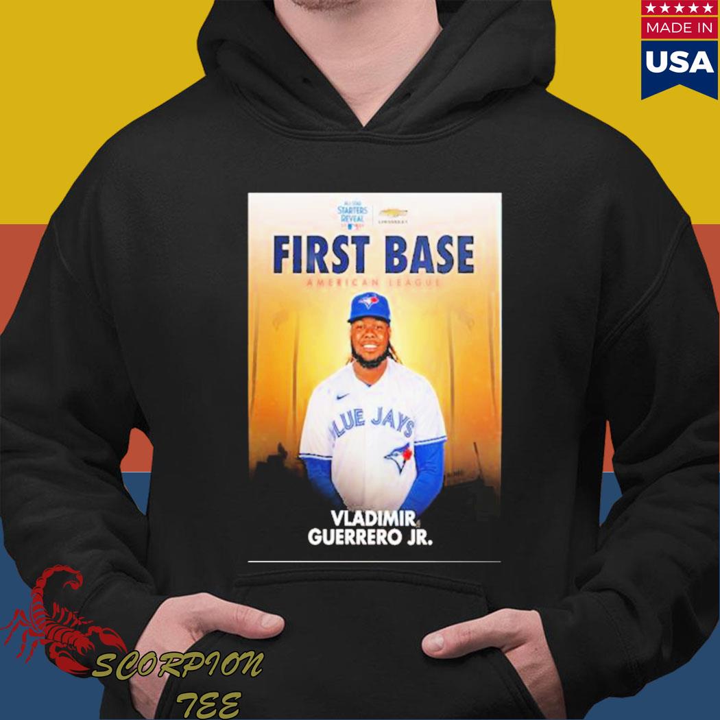 Mlb all star starters reveal 2022 first base American league vladimir guerrero  jr shirt, hoodie, sweater, long sleeve and tank top