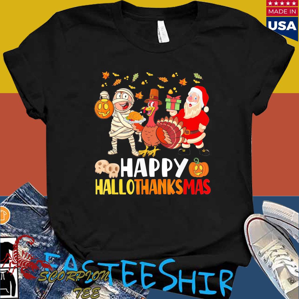 Official Happy hallothanksmas halloween thanksgiving Christmas day Shirt