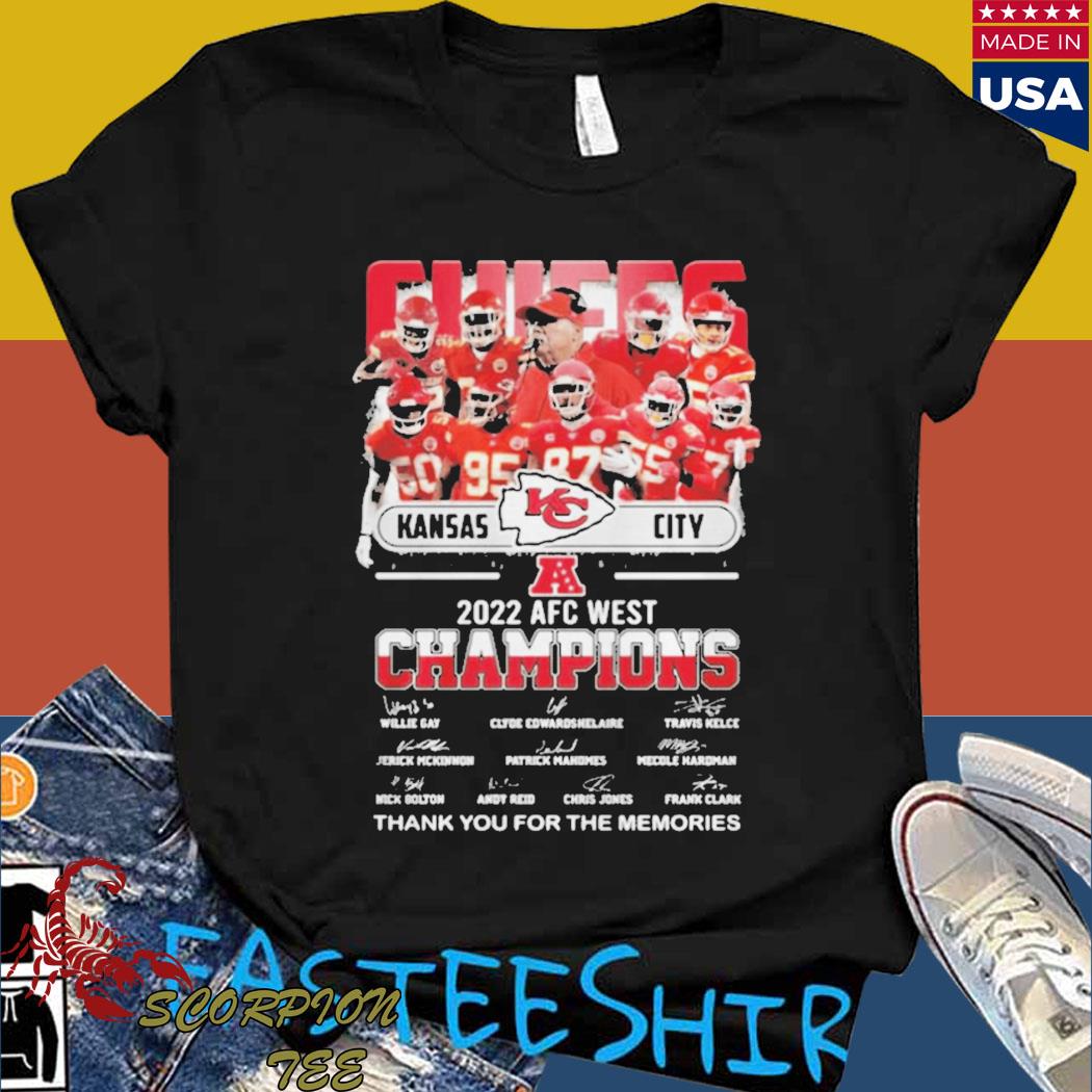 Kansas City Chiefs 2022 AFC West Champions Thank You For The Memories  Signatures T-shirt in 2023