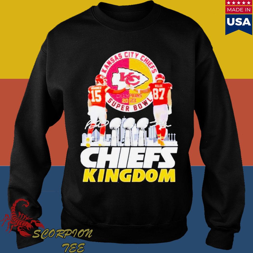 Kansas City Chiefs Patrick Mahomes And Travis Kelce 2023 Super Bowl LVI  Champions Chiefs Kingdom T-shirt - Kaiteez