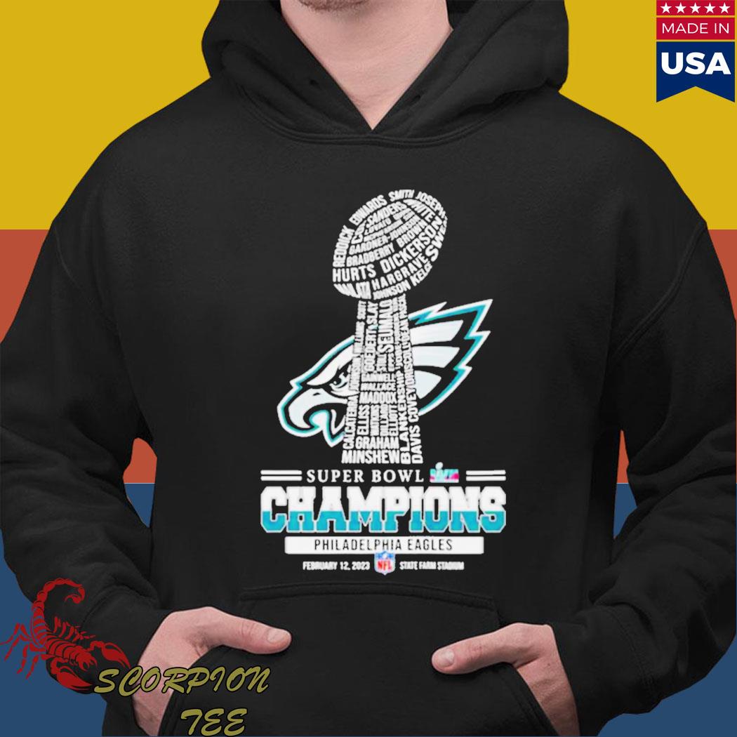 Youth Black Philadelphia Eagles Super Bowl LVII Roster 2023 T-Shirt,  hoodie, sweater, long sleeve and tank top