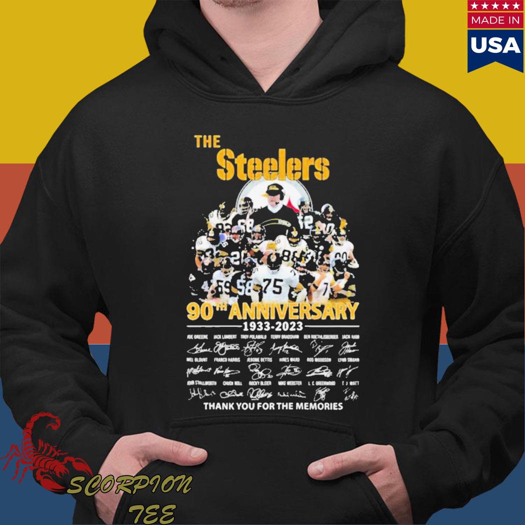 90th anniversary Pittsburgh Steelers 1933 2023 thank you for the memories  signatures shirt, hoodie, sweater, long sleeve and tank top