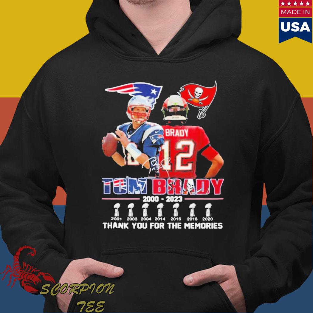 12 Tom Brady 2000 2023 thank you for the memories signatures shirt, hoodie,  sweater, long sleeve and tank top