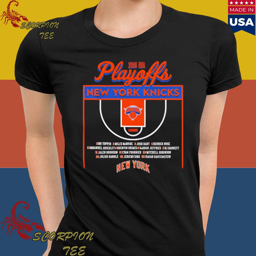 New York Knicks Stadium Essentials Unisex 2023 NBA Playoffs Roster T-Shirt  - Black