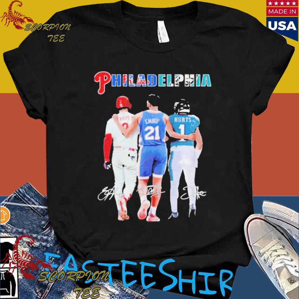 Philadelphia Phillies Bryce Harper And Philadelphia Eagles Jalen Hurts  Philadelphia City Sports Signatures Shirt - Teespix - Store Fashion LLC