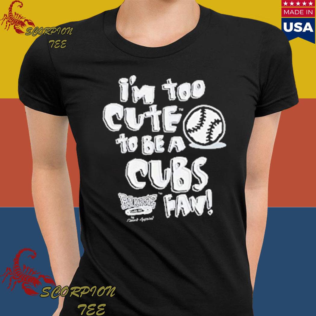 Chicago Baseball Fans. I'm Too Cute to Be A Cubs Fan (Anti-Cubs) Baby Onesie or Toddler T-Shirt NB / Black