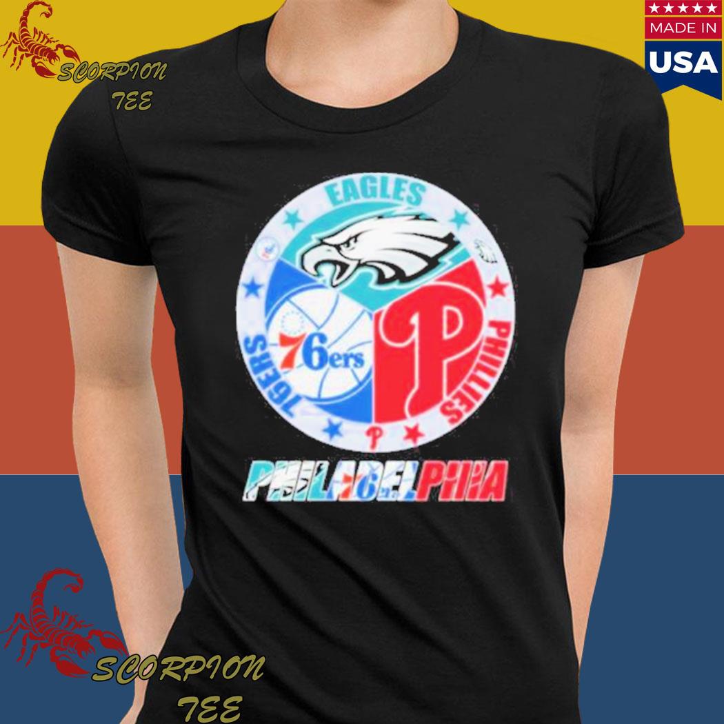 Official Philadelphia Eagles Philadelphia Phillies Philadelphia 76ers  Champions 2023 logo shirt