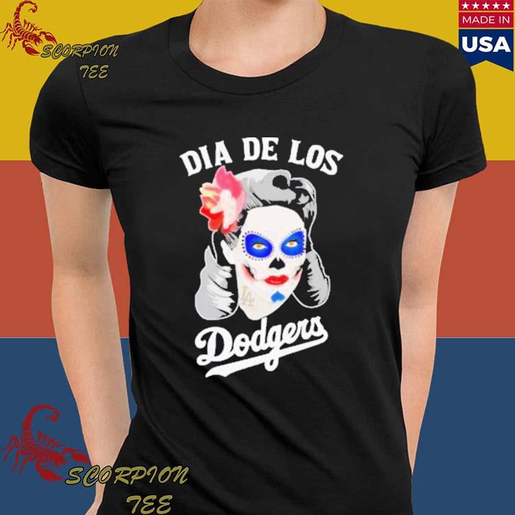 Official los angeles Dodgers dia de los Dodgers skull women T-shirts,  hoodie, tank top, sweater and long sleeve t-shirt