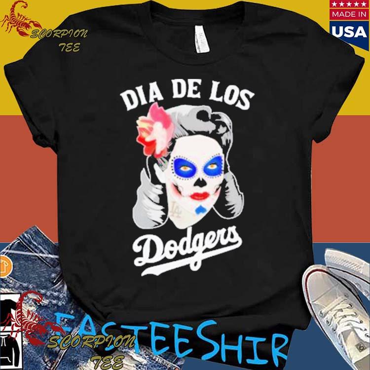 Dia de los dodgers skull shirt, hoodie, sweater, long sleeve and tank top