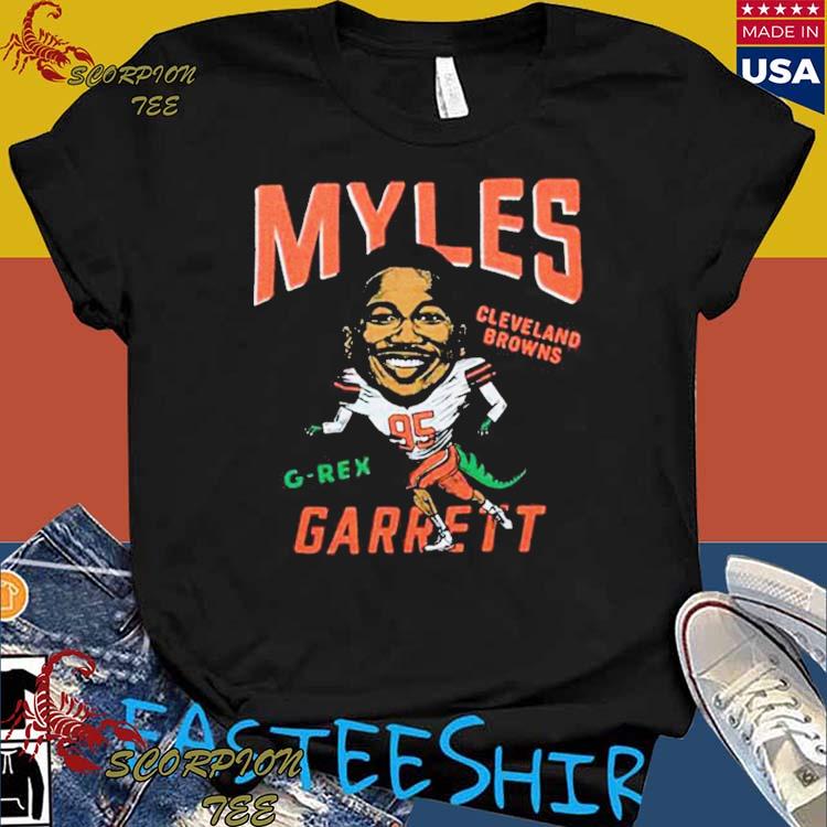 Official myles Garrett Cleveland Browns G-Rex Caricature Player Tri-Blend T- Shirts, hoodie, tank top, sweater and long sleeve t-shirt