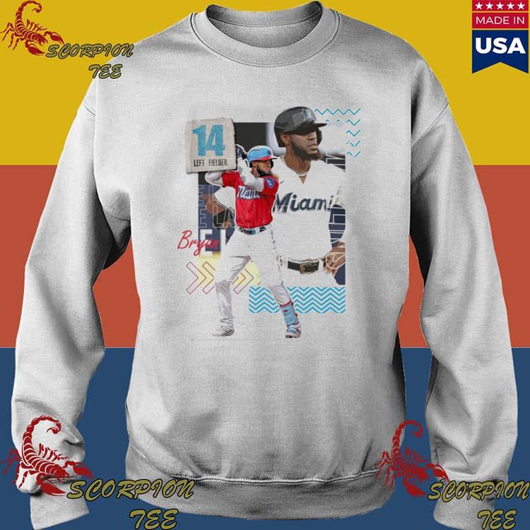 Bryan De La Cruz 14 left fielder Miami Marlins baseball poster 2023 T-shirt,  hoodie, sweater, long sleeve and tank top