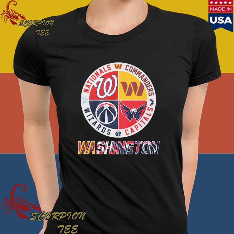 Washington Nationals Commanders Wizards Capitals logo shirt