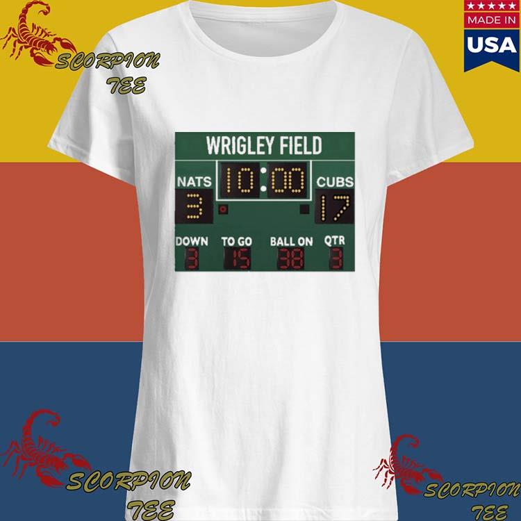 Wrigley Field 10 00 Nats 3 Cubs 17 Down 3 To Go 15 Ball On 38 Qtr 3 logo  Shirt - Limotees