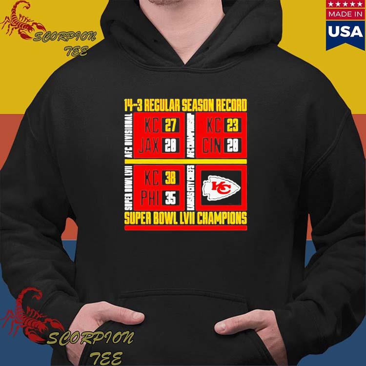 Official Kansas City Chiefs Super Bowl LVII Champions 14-3 Regular Season  Record shirt, hoodie, sweater, long sleeve and tank top