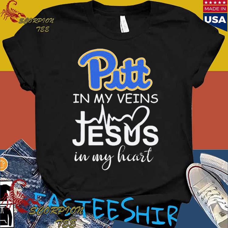 Official pittsburgh panthers logo 2023 in my veins Jesus in my heart T- shirts, hoodie, tank top, sweater and long sleeve t-shirt