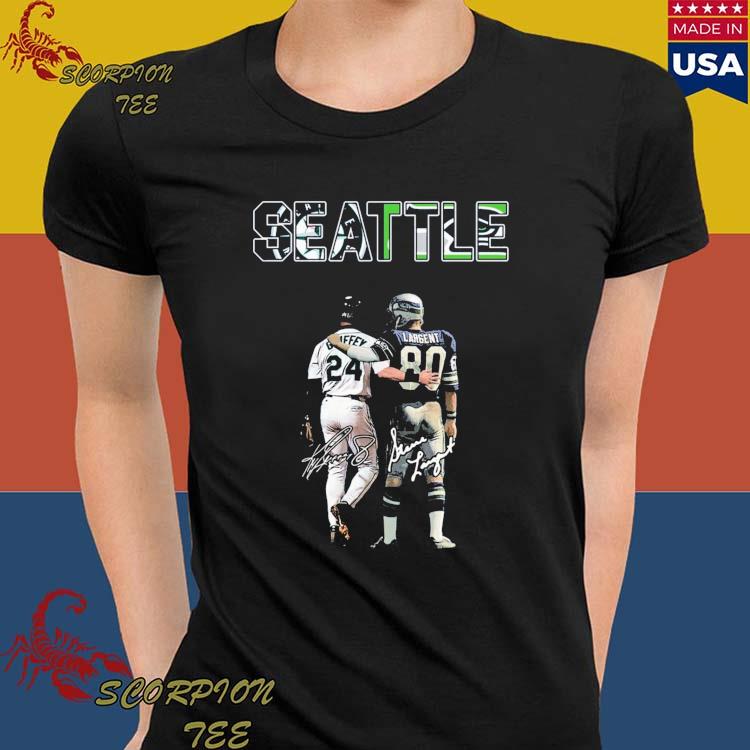 Official seattle Seahawks and Seattle mariners signature T-shirts