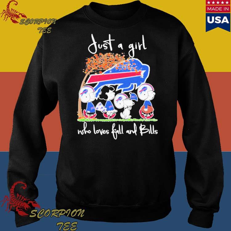 Snoopy Peanuts Just A Girl Who Loves Fall And Buffalo Bills Shirt, hoodie,  sweater, long sleeve and tank top