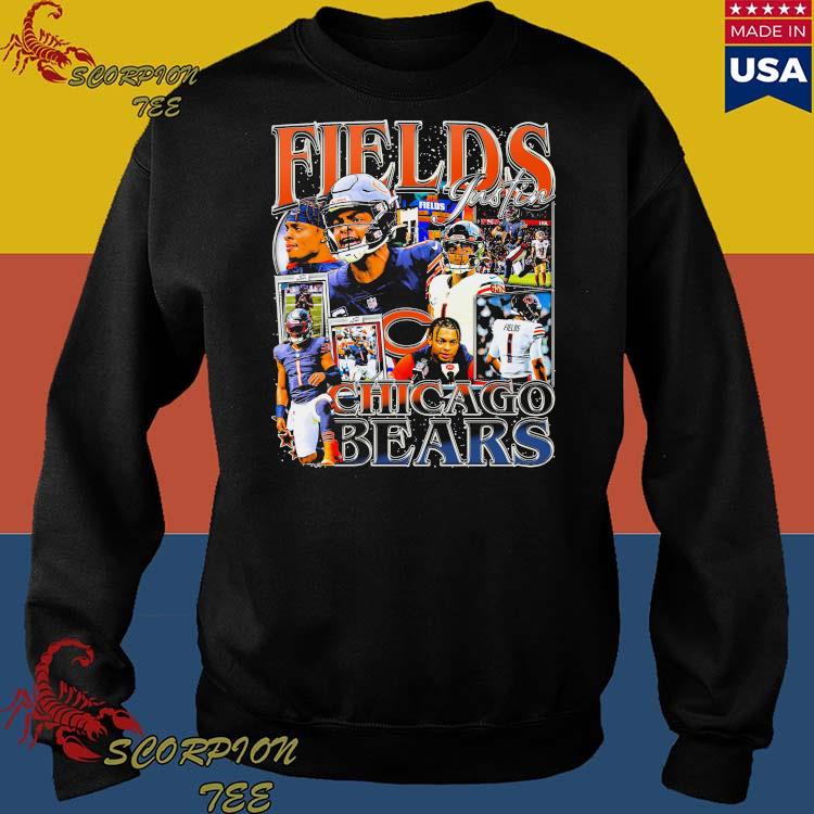 Chicago Bears Road Name & Number Long Sleeve T-Shirt - Justin Field - Mens