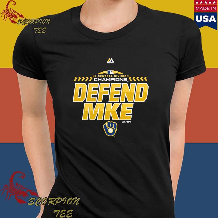 Official men's Milwaukee Brewers Majestic 2018 NL Central Division  Champions Locker Room Defend T-Shirts, hoodie, tank top, sweater and long  sleeve t-shirt