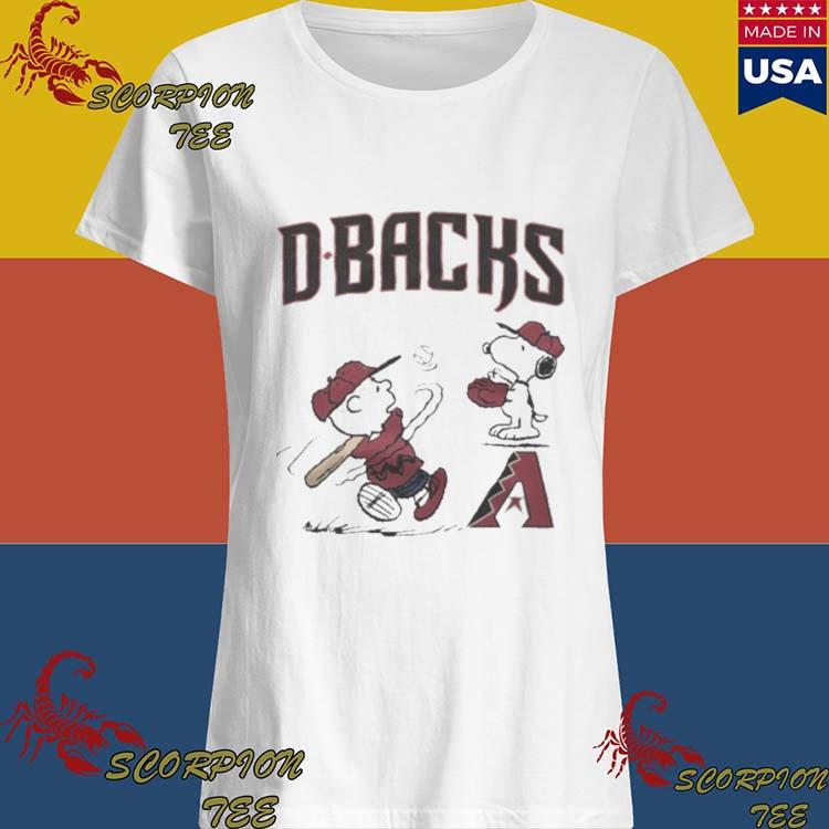 Charlie Brown And Snoopy Playing Baseball Arizona Diamondbacks Mlb 2023  T-shirt,Sweater, Hoodie, And Long Sleeved, Ladies, Tank Top