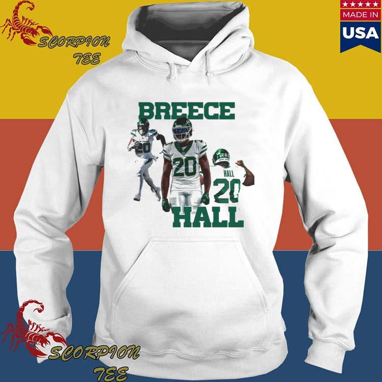 Breece Hall New York Jets Men's White Name & Number Logo T-Shirt 