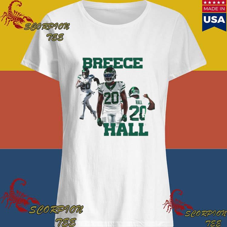 Breece Hall New York Jets Men's White Name & Number Logo T-Shirt 