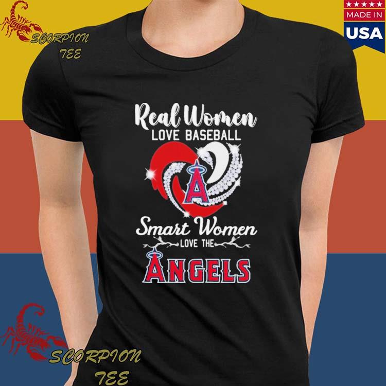 Official real Women Love Baseball Smart Women Love The Los Angeles Angels  Diamond Heart T-Shirts, hoodie, tank top, sweater and long sleeve t-shirt