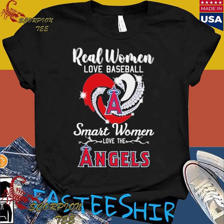 Official real Women Love Baseball Smart Women Love The Los Angeles Angels  Diamond Heart T-Shirts, hoodie, tank top, sweater and long sleeve t-shirt