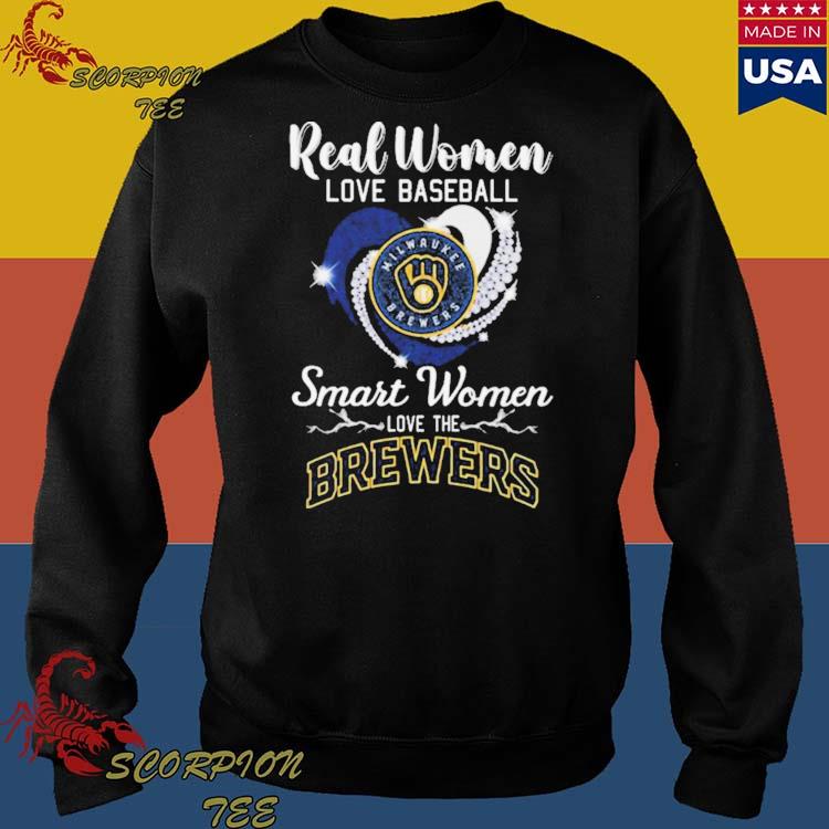 Official real Women Love Baseball Smart Women Love The Milwaukee Brewers  Diamond Heart T-Shirts, hoodie, tank top, sweater and long sleeve t-shirt