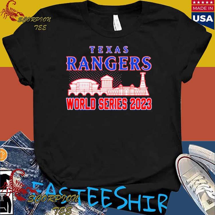 Official texas Rangers World Series 2023 Champions Skyline T-shirts